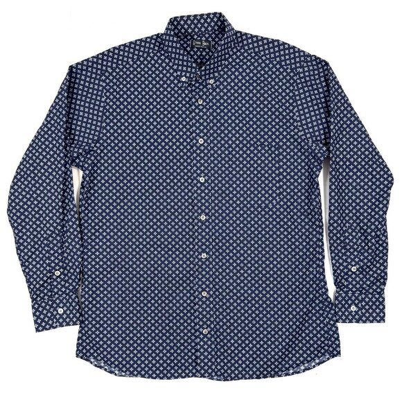 Gitman Bros Shirt Mens Size Large Blue Floral Print Button Down Made In USA